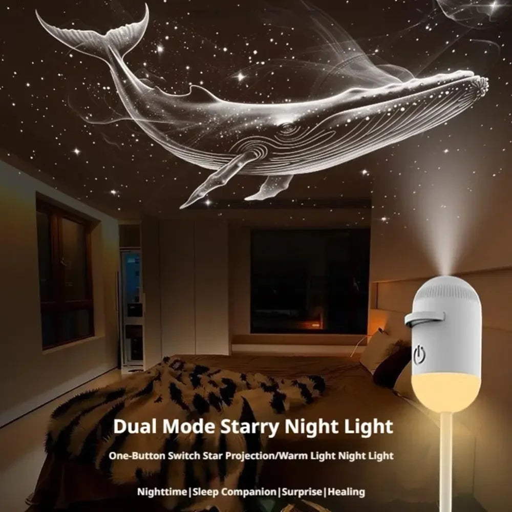 Galaxy Star Projector aurora and star effect on bedroom wall